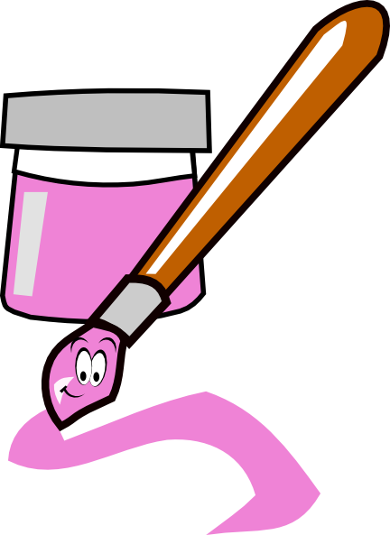 Pink Paintbrush Clip Art - Paint Brush Clip Art (432x593)