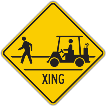 Hw11-11 Golf Cart Crossing - Hard Of Hearing Sign (400x400)