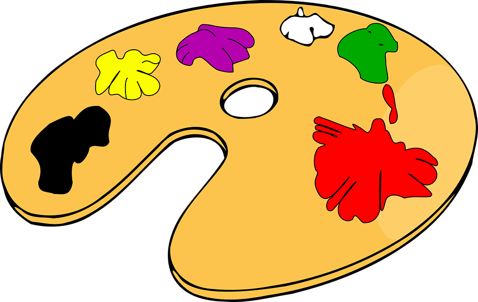 Wood Palette, Paint, French, Cartoon, Color, Colour, - Paint Palette Clip Art (1280x810)