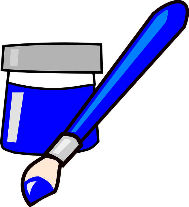 Blue Paint Brush Clipart (655x720)