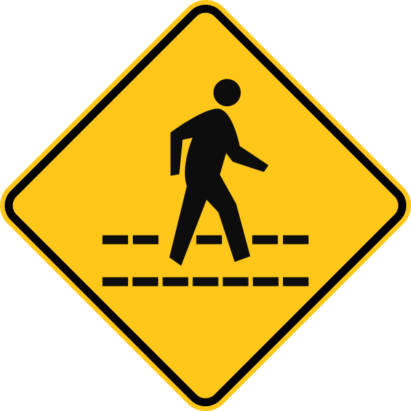 Railroad Crossing Clipart - School Ahead Road Sign (600x600)