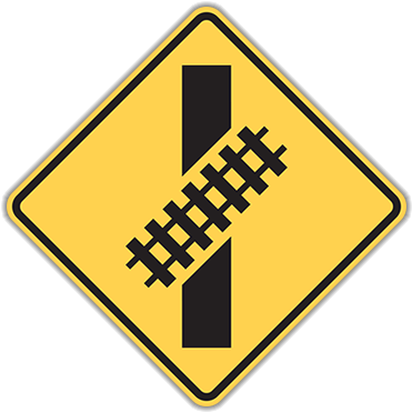 W10-12 Skewed Crossing - Railroad Crossing Road Sign (400x400)