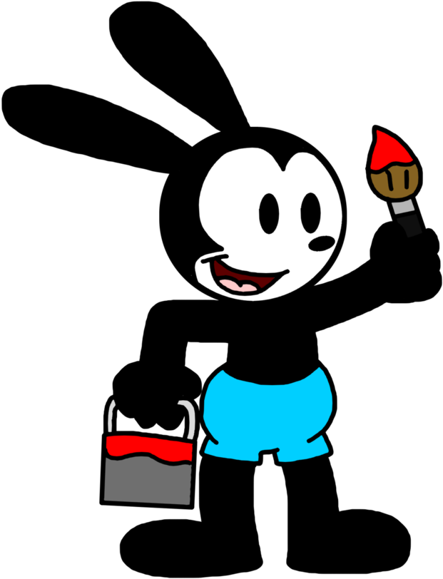 Oswald With Paint Bucket And Paint Brush By Marcospower1996 - Drawing (894x894)