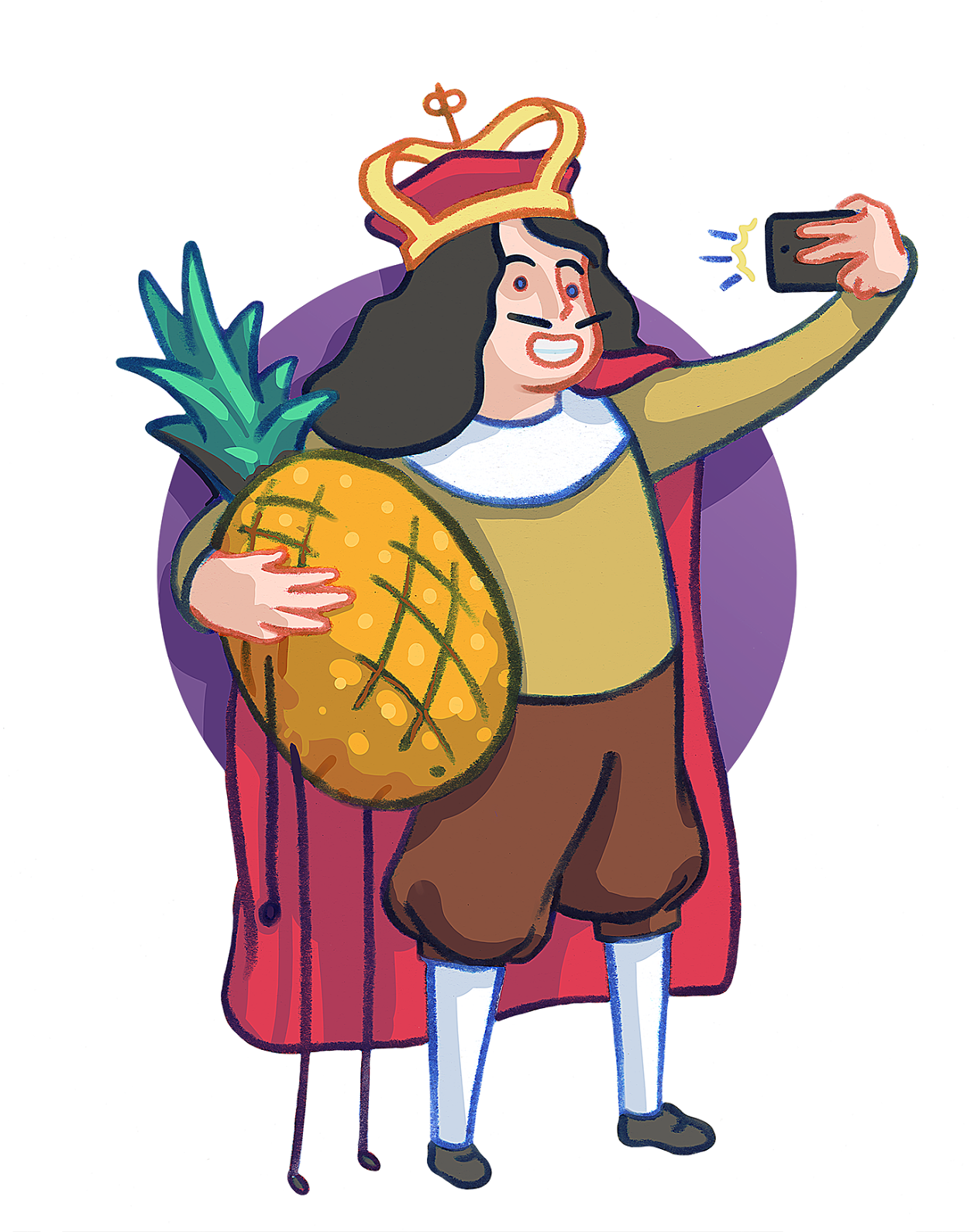 Illustration By Steven Twigg Of A King Holding Pineapple, - Illustration (1280x1600)