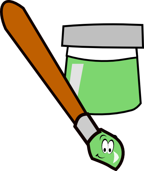 Cartoon Paintbrush Green Clip Art - Clip Art (498x594)