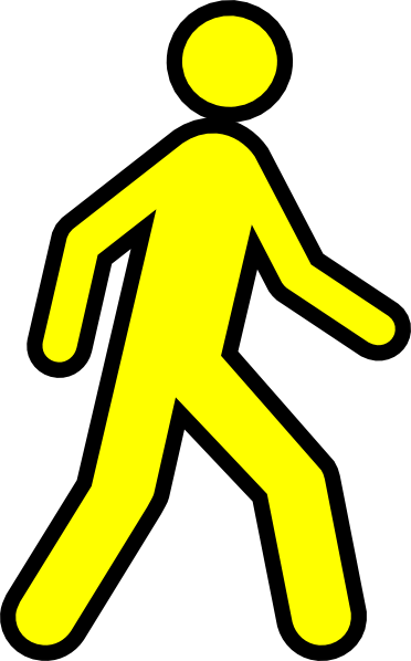 Yellow Walking Man With Black Outline Clip Art - Traffic Sign (372x598)