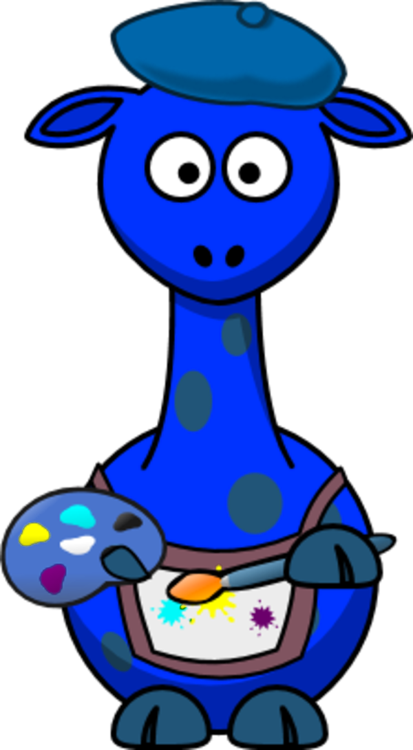 Giraffe As A Painter Artist - Clip Art (600x1091)