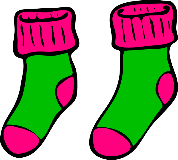 Green Pink Sock Clip Art At Clker - Socks Clip Art (600x539)