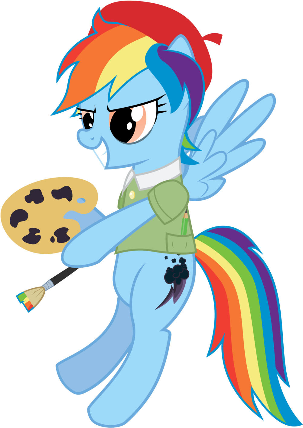 Biel56789, Crossover, Kirby, Paintbrush, Palette, Rainbow - Cartoon (1024x1497)