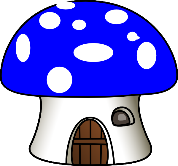 Mushroom In Blue Clip Art - Hongo De Los Pitufos (600x558)