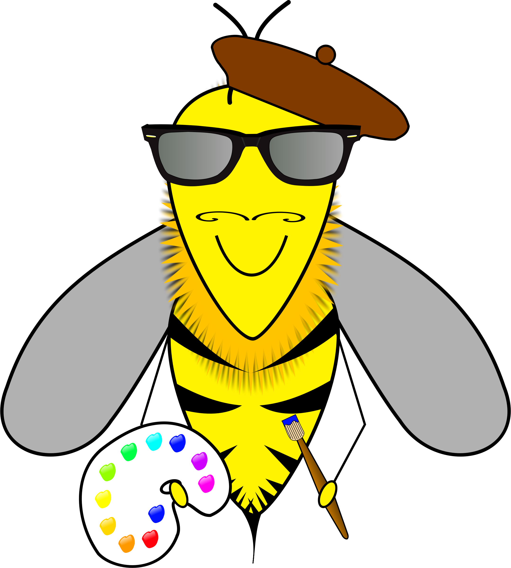 Clipart Hipster Bee Artist - Bee Artist Shower Curtain (2160x2400)