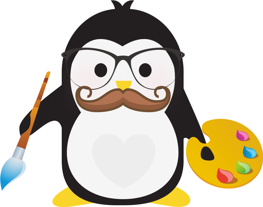 Technical Penguins Design Penguin Is Holding A Paintbrush - Penguin Running Away Png (1000x1000)