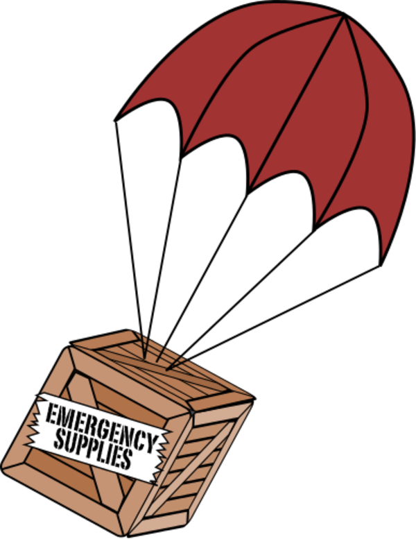 Survival Food Supply Clip Art - Box With Parachute (600x777)