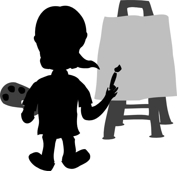 Painter Cartoon Silhouette Png (600x579)