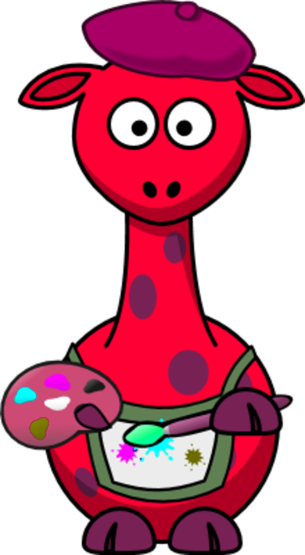 Giraffe As A Painter Artist - Clip Art (600x1091)