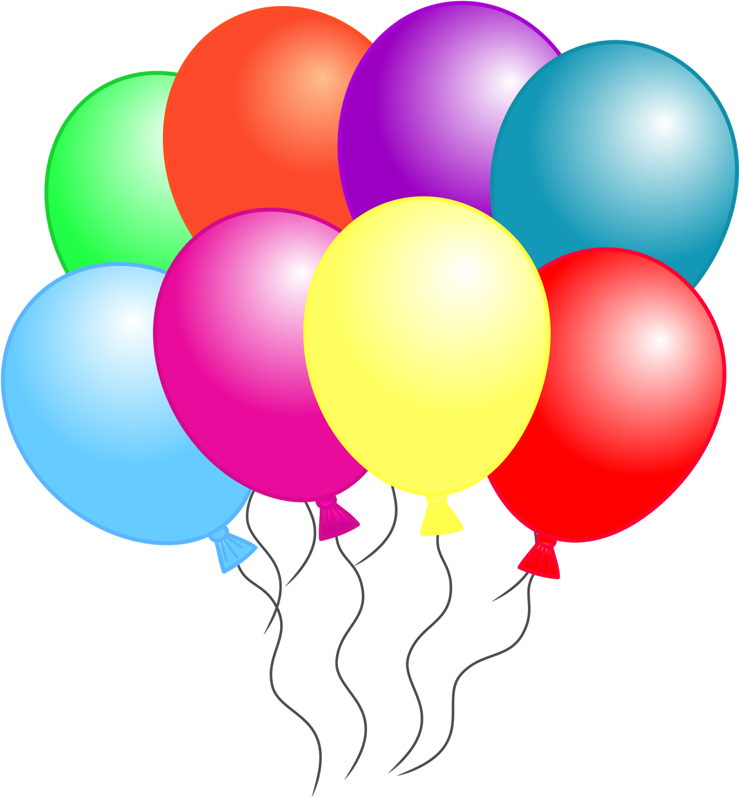 Balloon Clipart That Can Be Downloaded Individually - 8 Balloons Clipart (1488x1600)
