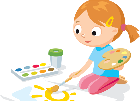 Kids Painting Clipart - Kid Painting Clipart (670x415)