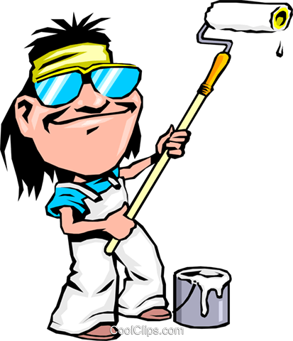 Fancy Person Painting Clipart Cartoon Maler Vektor - Cartoon Pictures Of House Painters (413x480)