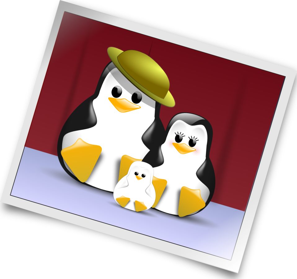 Tux's Family - Cute Penguin Family Portrait Round Ornament (958x902)