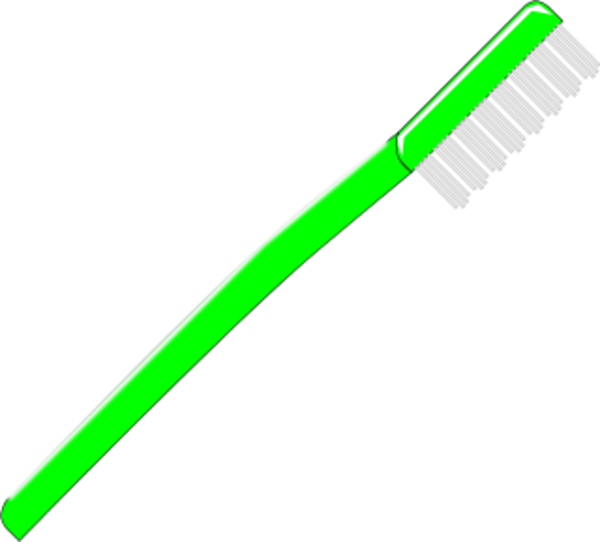 Toothbrush Vector Clip Art - Lime Green Line Transparent (600x542)