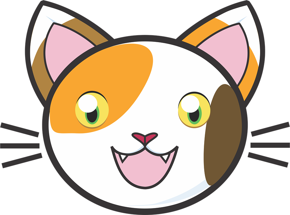 Adorable Clipart Cute Cat - Cat Head Cartoon Png (960x714)