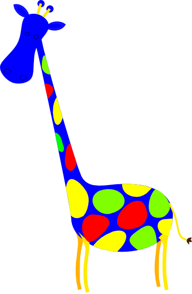 Blue - Giraffe - Clipart - Clip Art (390x597)