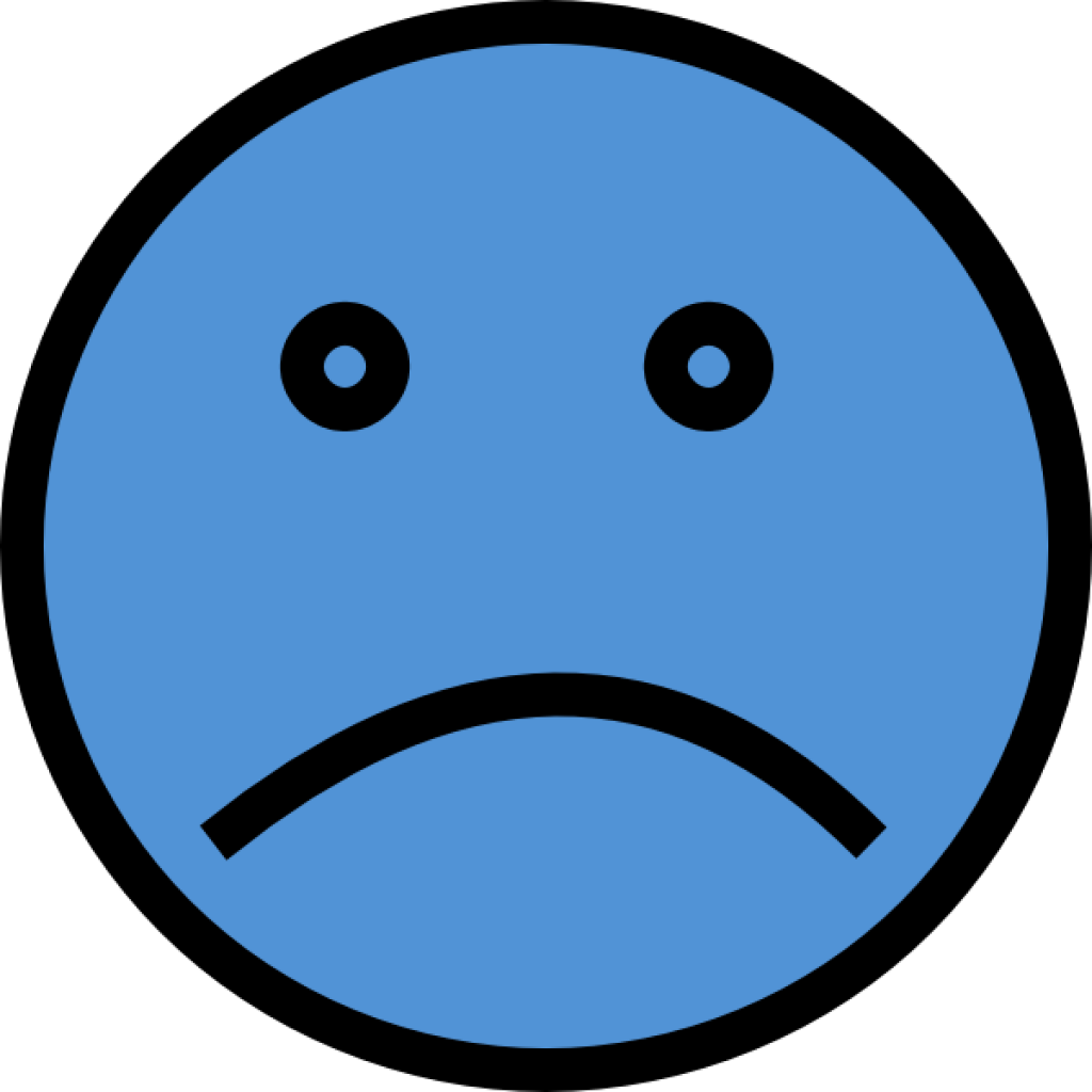 Sad Face Sad Smiley Clipart Free Images - Blue Sad Face Png (1024x1024)