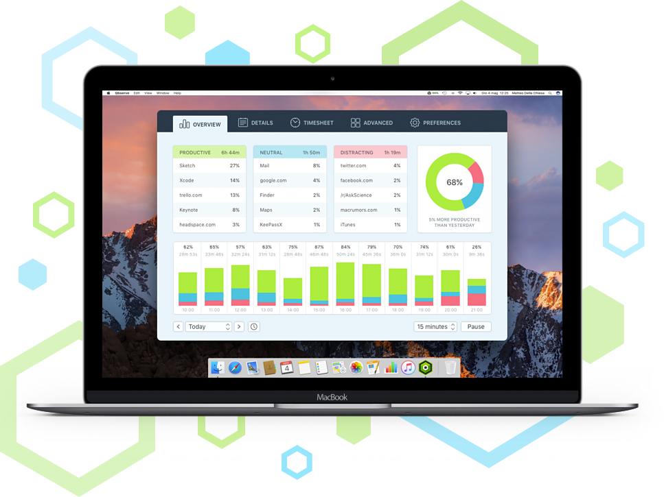 Qbserve App On Macbook Screen - Time Track In Macbook (967x725)