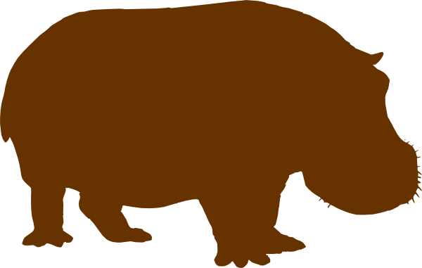 Hippo Clipart Real - Hippo Silhouette (600x381)