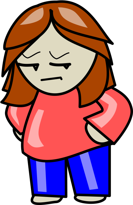 Girl With Hands On Hips And Sad Or Angry Face - Cartoon Student Transparent Background (1024x768)