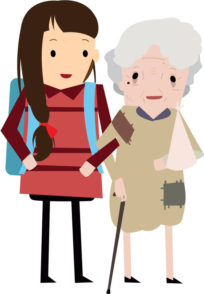 Philipines Clipart International Student - Cartoon Student And Elderly (853x1200)