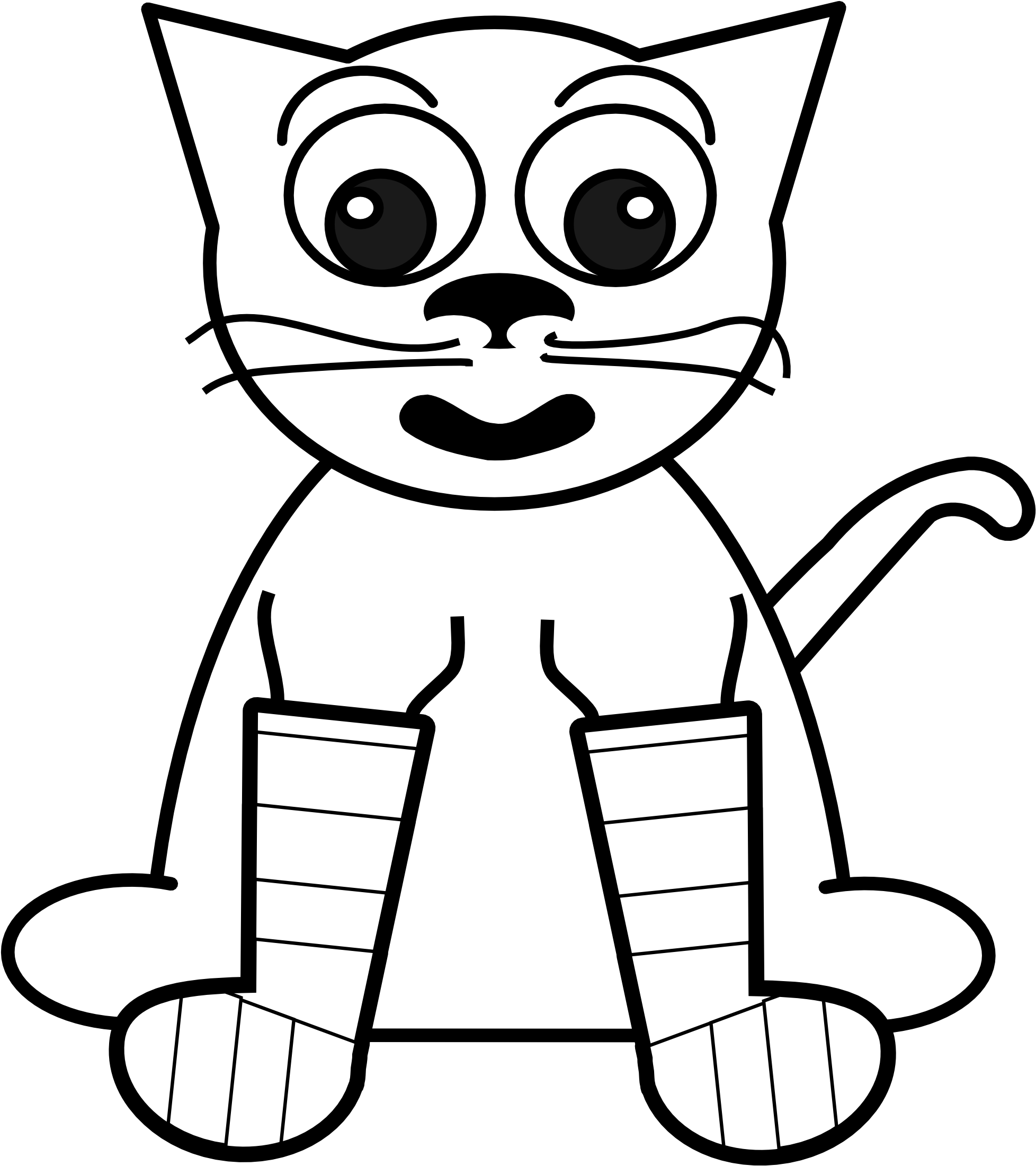 Clipart Library - Lines Colouring Book Cat (1979x2224)