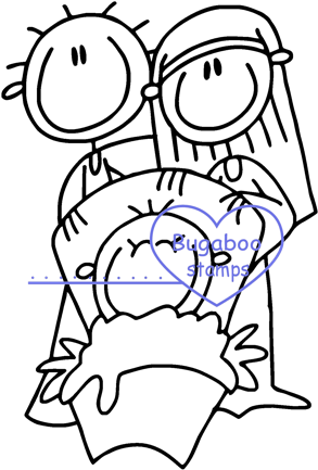 Mary Joseph And Child - Cartoon (312x456)