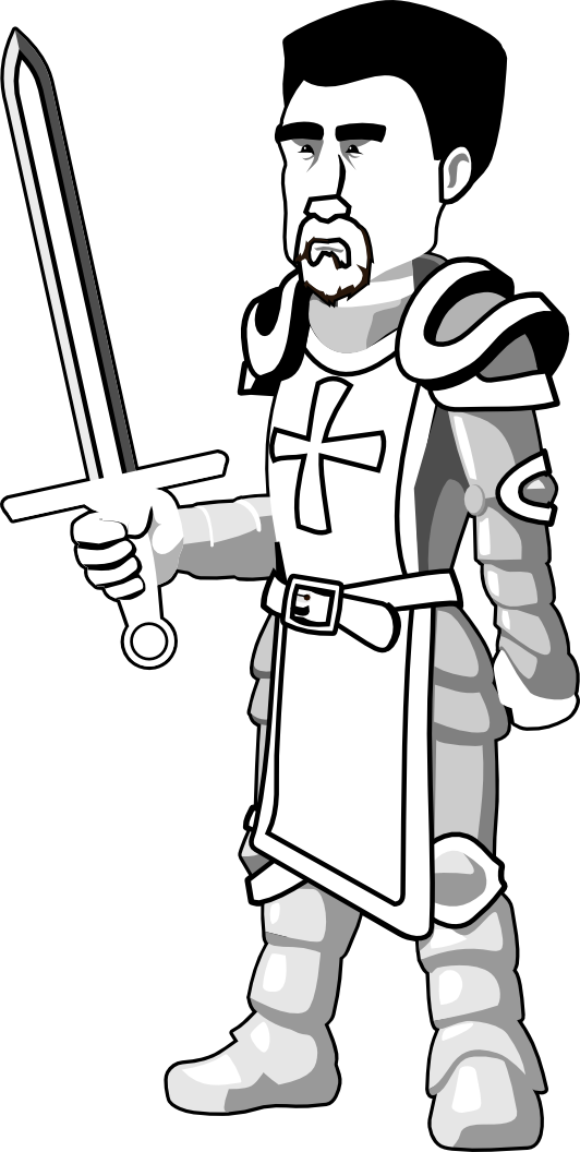 Clipart Colouringbook - - Knights In Black And White (532x1056)