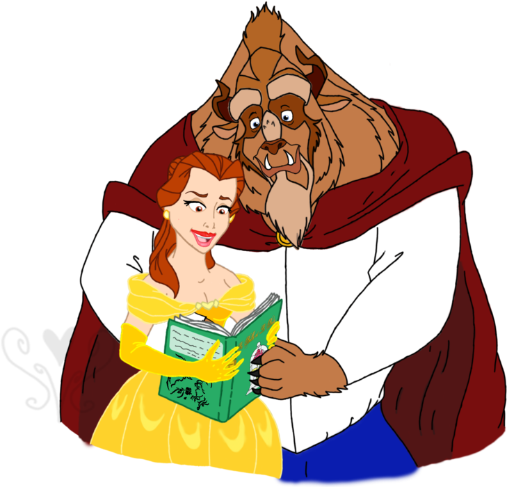 Belle And Prince Adam Reading Together By Kabuki-sohma - Belle (1024x745)