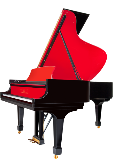 Banner With Colored Piano Keys Png Transparent - Black And Red Grand Piano (374x524)