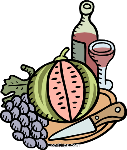 Wine With Melon And Grapes Royalty Free Vector Clip - Francis Kaufman House Restaurant (407x480)