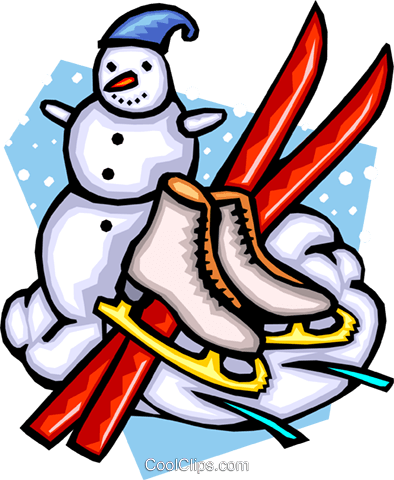 Royalty Free Vector Clip Art Illustration - Skiing (394x480)
