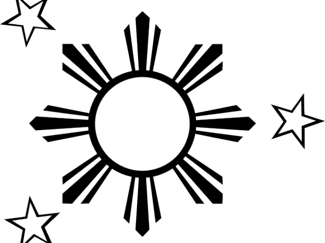 Drawn Stars Philippine Flag - Black And White Philippine Flag (640x480)