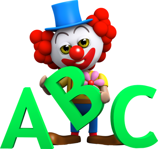 3d Clown Learns His Alphabet - Clown With Speech Bubble (550x520)