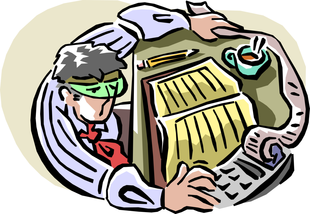 Vector Illustration Of Office Accountant Bookkeeper - Productos Sustitutos En El Mercado (1015x700)