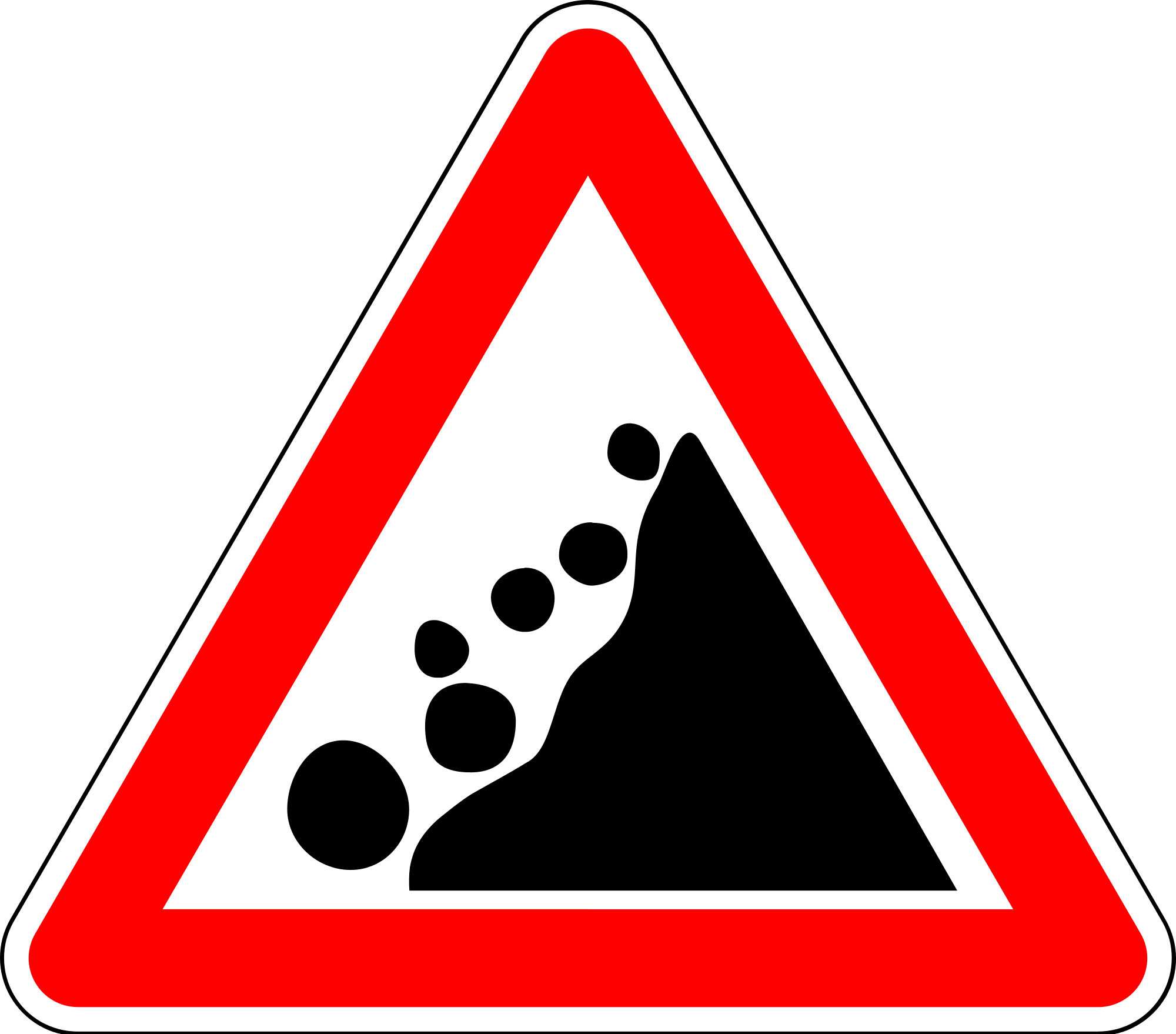 Falling Rocks Png - Falling Rocks Sign Png (2000x1758)