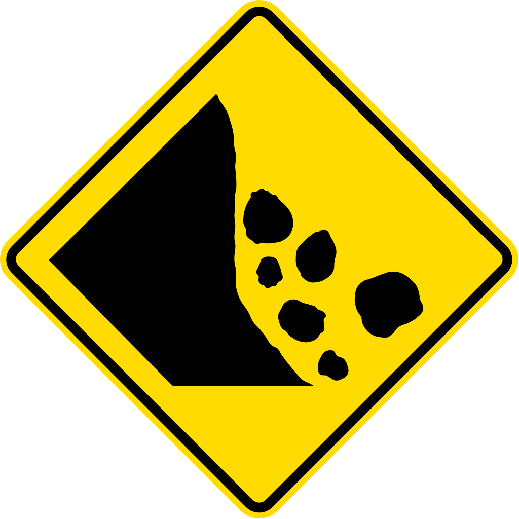 Falling Rocks Icon Png Clip Black And White Stock - Oamaru (1024x1024)