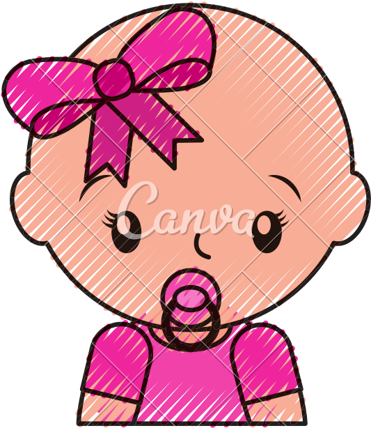 Happy Baby Girl With Pacifier Vector Icon Illustration - Infant (800x780)