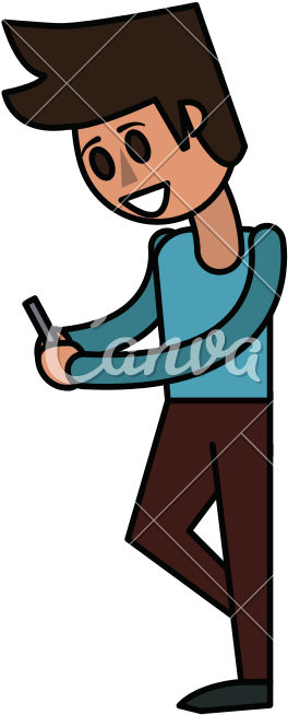 Happy Man Using Cellphone - Man (800x800)