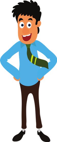 Happy Man Character - Businessperson (223x550)