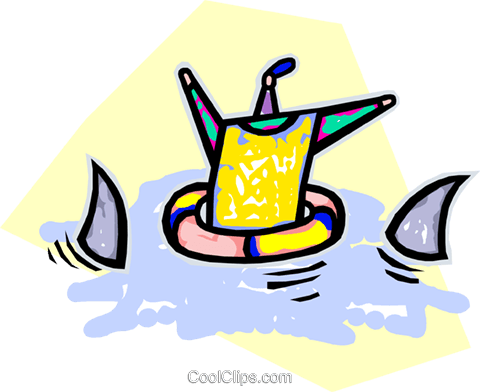 Swimmer Surrounded By Sharks Royalty Free Vector Clip - Calculating Reward Risk Trading (480x392)