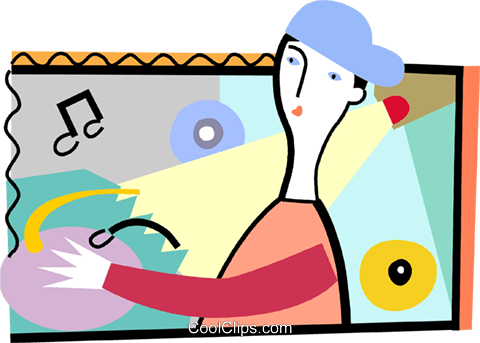Dj Spinning His Music Royalty Free Vector Clip Art - Cartoon (480x343)