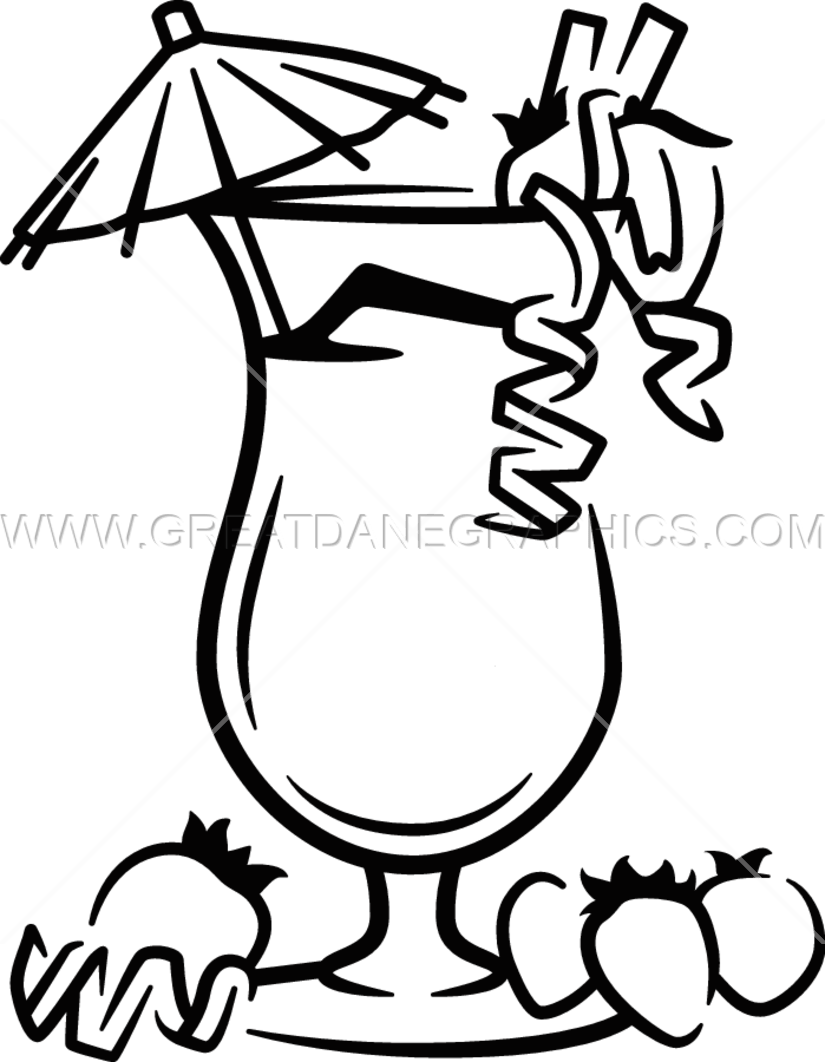 Download Tropical Drink Drawing Easy Clipart Black - Tropical Drink Black And White Clipart (825x1062)