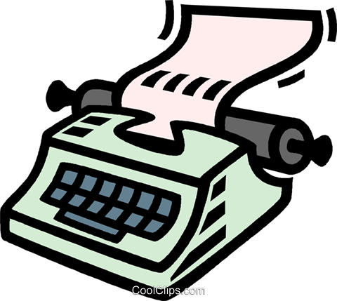 Typewriter Royalty Free Vector Clip Art Illustration - Cartoon Images Of A Typewriter (480x429)